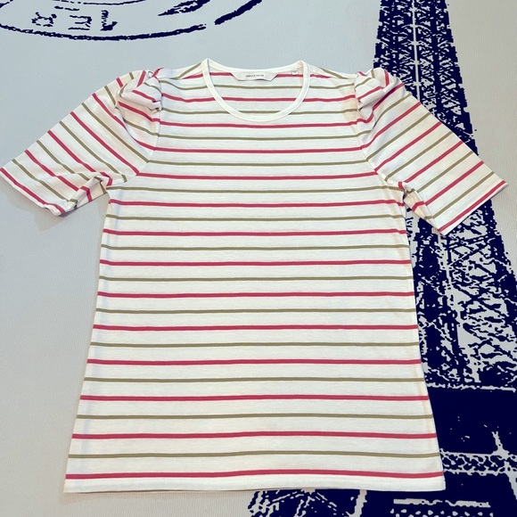 REBECCA TAYLOR (NWOT) Size: XS Horizontal Striped A-Line, Puff Sleeve Shirt - Picture 3 of 9